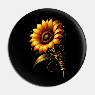 Jesus Sunflower Pin