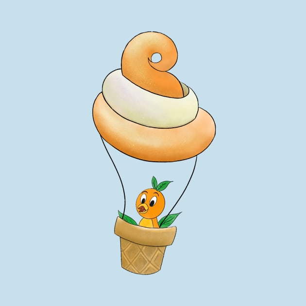 Little Orange Bird Citrus Swirl Hot Air Balloon Ride by sketchcot