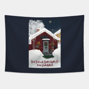 Christmas Greeting card from the old part of Jakobstad called Skata.Swedish text. Tapestry