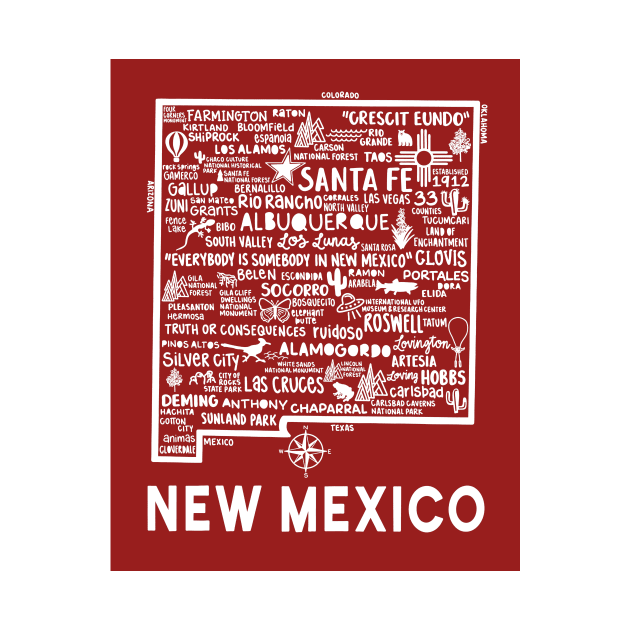 New Mexico Map by fiberandgloss