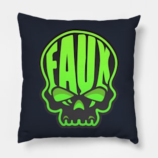 Faux Skull - Lime Green Pillow