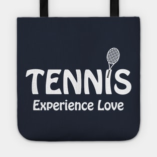 Tennis Racket Experience White Text Tote