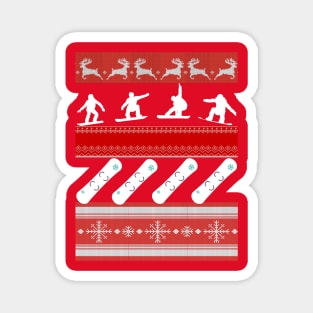 Ugly Christmas style Freestyle snowboarder on Christmas Magnet