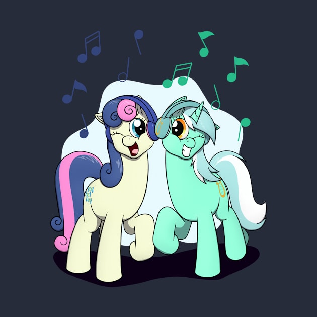 Lyra & Bon Bon with Headphones by Heartbeat Unicorn