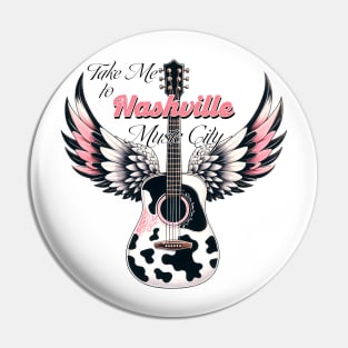 Take me to nashville Country Music Heartbeat Western Cowboy Cowgirl Gift Pin