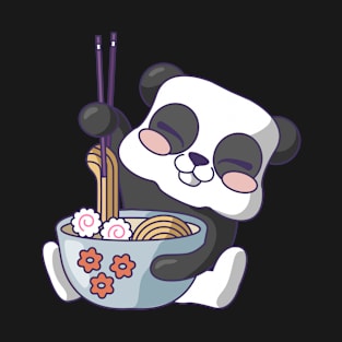 Cute Panda with Ramen - Kawaii Designs T-Shirt