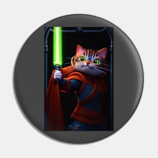 Fun Cat Print ~ AI Art ~ Fantasy Cat ~ Sci-fi Cat ~ Cats with Lightsabers Pin