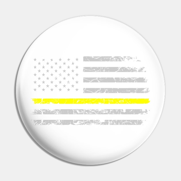 Thin Yellow Line Horizontal Flag 911 Dispatcher Operator Pin by merchlovers