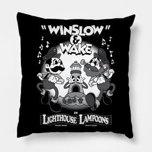 Vintage Cartoon Lighthouse Lampoons - Winslow & Wake - Creepy Cute Horror Pillow