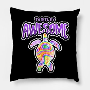 Turtley Awesome Rainbow Sea Turtle Love Pillow