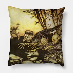 Band of Merry Workmen by Arthur Rackham Fairy Tale Pillow