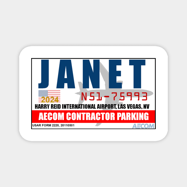 JANET Secret Government Airline Parking Permit Magnet by Starbase79