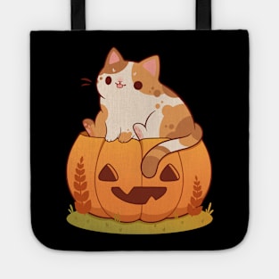 Orange pumpkin cat Tote