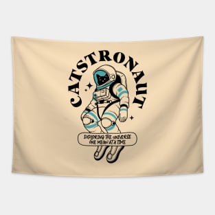 Astronaut Black Cat in beige Tapestry