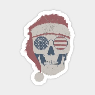 Vintage American Skull Santa Hat Christmas Magnet