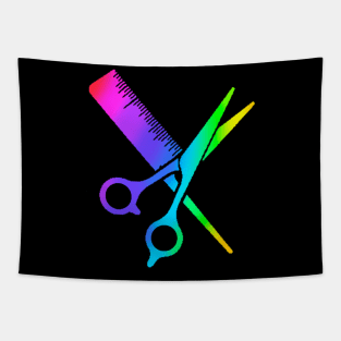 Rainbow Hairdressing Scissors And Comb Tapestry