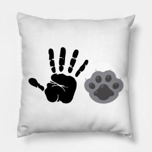 cat paw and hand Pillow
