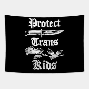 Protect Trans Kids Knife Lgbtq Rose Ally Trans Pride Flag Tapestry