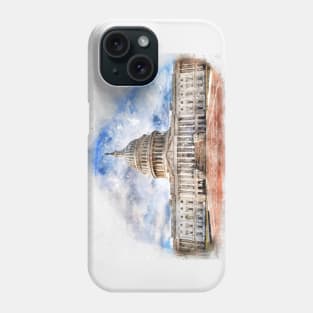 United States Capitol in Washington DC Watercolor Pastel - 03 Phone Case