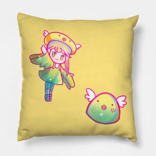 Blue Magical Duck Girl Pillow