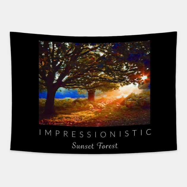 Sunset Forest Impressionism Tapestry by ZoesPrints