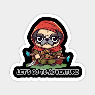 Adventurous Pug Kawaii - RPG Traveler's Cosplay Magnet