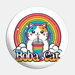 boba cat Rainbow Pin