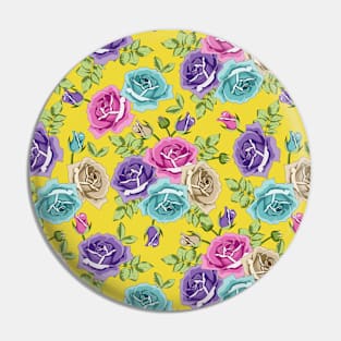 Botanical Roses Seamless Pattern On Yellow Background Pin