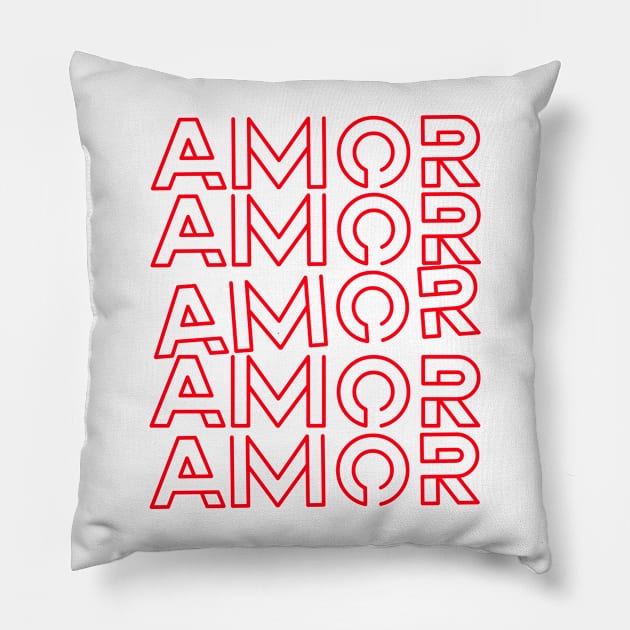 Amor Amor Amor Amor Amor Pillow by Stupefied Store