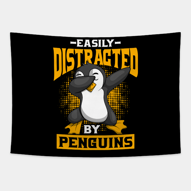 Easily Distracted By Penguins Tapestry by ShirtsShirtsndmoreShirts