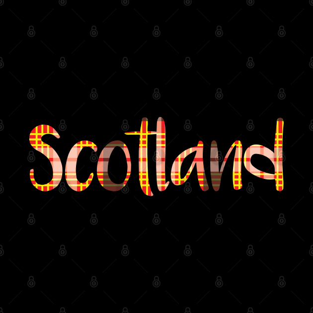 SCOTLAND, Red, Yellow, Black and White Tartan Style Design by MacPean