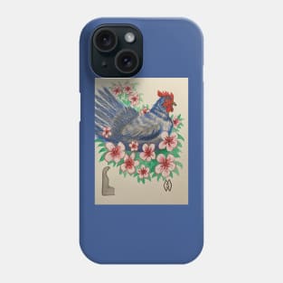 Delaware state bird and flower, the blue hen and peach blossom Phone Case