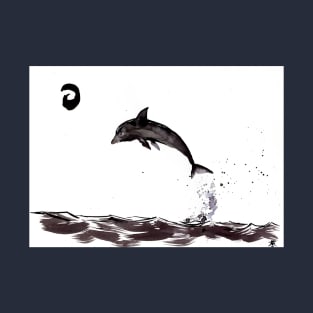 Celestial Descent: Midnight Dolphin T-Shirt