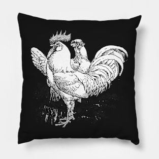 Rooster And Hen Design Pillow