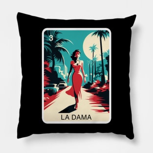 Mexican Lottery La Dama Lady Game of Mexico Loteria Design Pillow