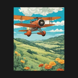Plane Field Ghibli Style T-Shirt