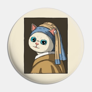 Neko With A Pearl Earring Pin