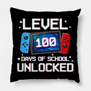 Level 100 Days Of School Unlocked Video Game Gaming Gamer Pillow