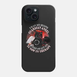 I'm On My Second Guardian Angel Black Cat Phone Case