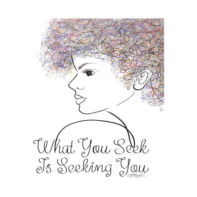 What You Seek is Seeking You Girl  Line Drawing by OLena Art 