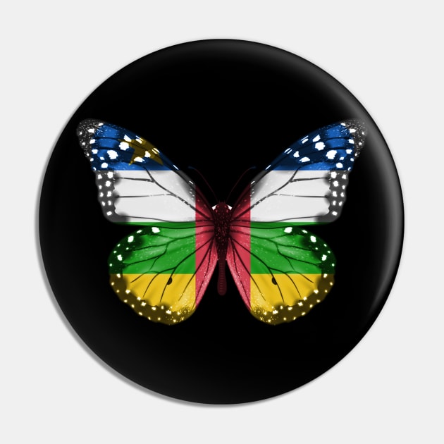 Central African Flag  Butterfly - Gift for Central African From Central African Republic Pin by Country Flags