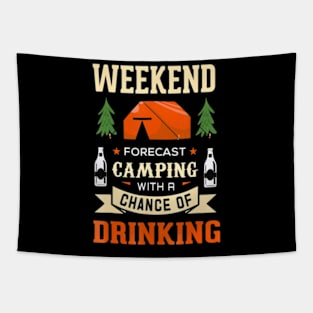 Funny Outdoor Weekend Forecast Camping Tapestry