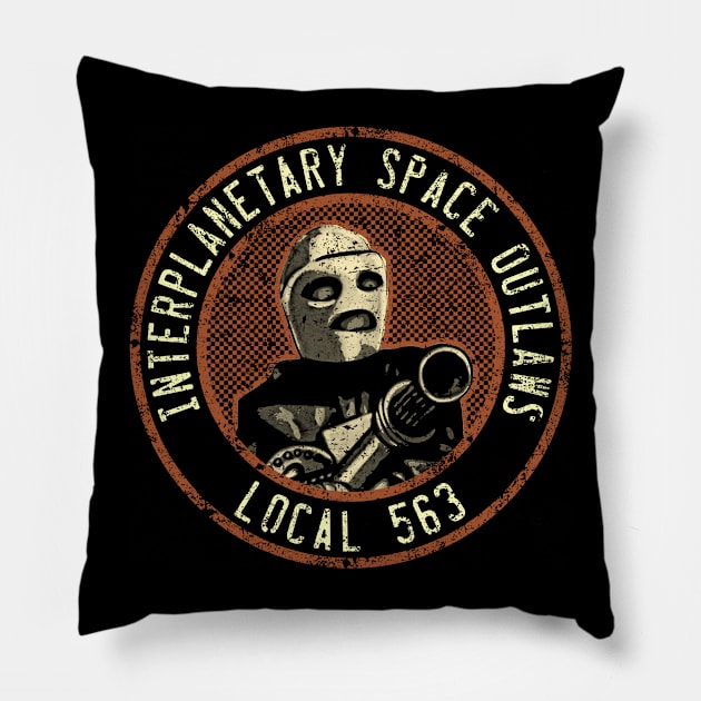 Interplanetary Space Outlaws Pillow by bronzarino