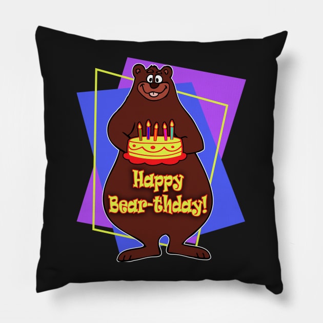 Happy Bear-thday! Pillow by RockettGraph1cs