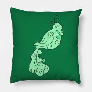 Fancy Green Bird Pillow