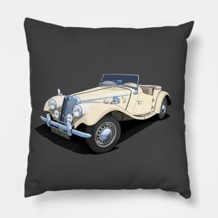 1954 MG TF sports car in ivory Pillow