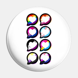 LGBTQ+ Pride Heart Speech Bubbles Pin