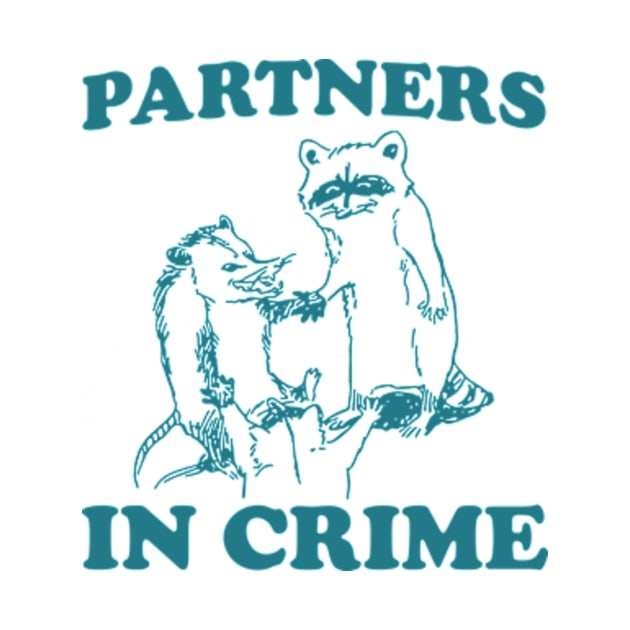 Partners In Crime, Cartoon Meme Top, Raccoon opossum Vintage Cartoon by Y2KERA