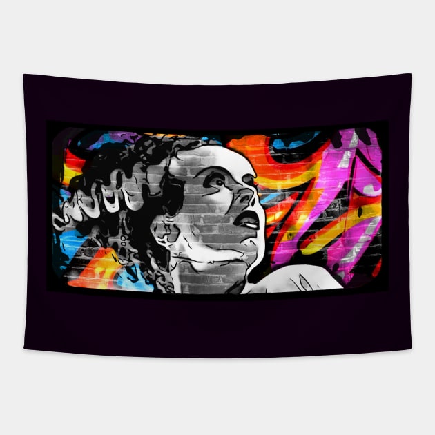 Bride of Frankenstein - Graffiti Style Tapestry by Atomic City Art