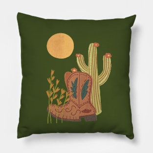 Southwest Cowboy Boots and Cactus with Full Moon Pillow